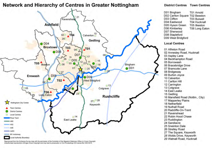 Greater Nottingham - Network and Hierarchy of centres